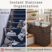 Wicker Stair Case Basket with Handles view 6