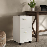 2-Drawer Wooden File Cabinet with Lock, Black, 16" x 27" view 12