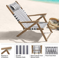 Beach Chair - Outdoor Weather-Resistant Wood Folding Chair view 6