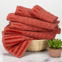 6-Piece Cotton Deluxe Plush Bath Towel Set, Brick view 2