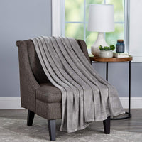 Velvet Throw - Oversized Microfiber Velvet Solid Polyester, Stone Gray view 1