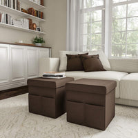 Set of 2 Ottomans with Storage Pockets view 9