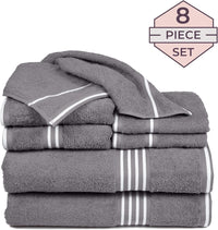 Rio 8 Piece 100% Cotton Towel Set - White & Silver view 27