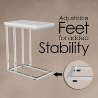 C-Shaped Sofa Side Table, White, 19.75" x 11.75" x 23.75" view 2