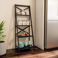 4-Tier Ladder Bookshelf, Black view 2