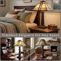 Tiffany Style Table Lamp with Stained Glass Shade, Bronze view 5