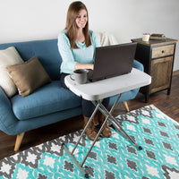 Small Adjustable Folding TV Tray Table, White, 21"H to 27"H view 2
