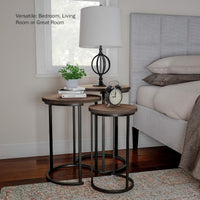 Round Nesting Tables Set of 3, Faux Marble Tabletop, White view 15