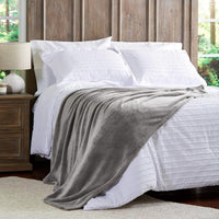 Velvet Throw - Oversized Microfiber Velvet Solid Polyester, Stone Gray view 4