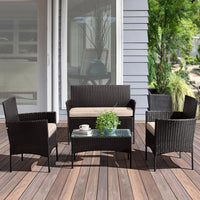 4-Piece Patio Furniture Set - Rattan Outdoor Couch view 2