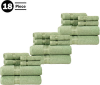 18PC Towel Set - Cotton Bathroom Accessories with 6 Bath, Green view 3