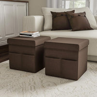 Set of 2 Ottomans with Storage Pockets view 8