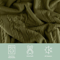 Cable Knit Throw Blanket for Couch, Sofa, or Bed view 21