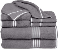 Rio 8 Piece 100% Cotton Towel Set - White & Silver view 25