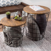 End Tables - Square Nesting Tables Set of 2, Brown Woodgrain view 7