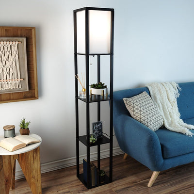 Floor Lamp - Etagere Style Standing Light with 3, 10.25"x10.25x62.75"