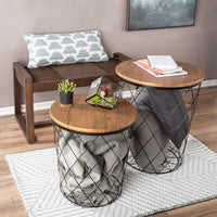 End Tables - Square Nesting Tables Set of 2, Brown Woodgrain view 19