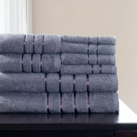 8 Piece 100% Cotton Plush Bath Towel Set - Silver view 5