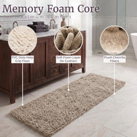 Memory Foam Shag Bath Mat 2-feet by 5-feet - Ivory, Solid view 3