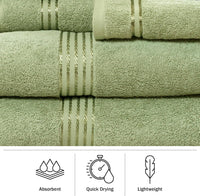 18PC Towel Set - Cotton Bathroom Accessories with 6 Bath, Green view 2