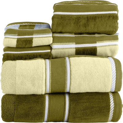 Bathroom Towels Set, Bathroom Accessories, Green, Set of 6