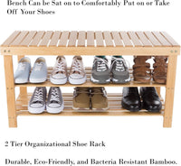2-Tier Bamboo Shoe Rack/Bench view 3