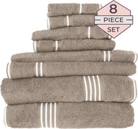 Rio 8 Piece 100% Cotton Towel Set - White & Silver view 21
