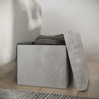 Storage Ottoman - Velvet Tufted Footrest, Linen, 15"D x 15"W x 15"H view 3