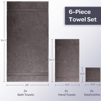 Bathroom Towels Set, Bathroom Accessories, Charcoal, Set, 54.5" x 28" view 6