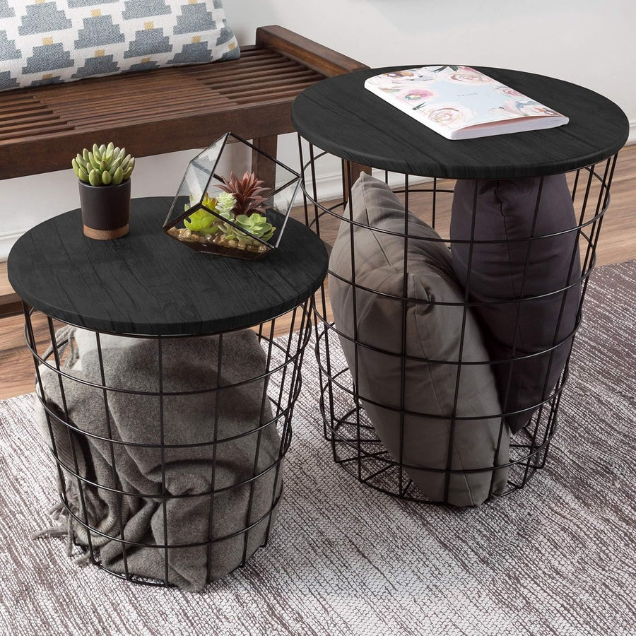 Round End Tables - Nesting Tables Set of 2, Black &mdash; Lavish Home