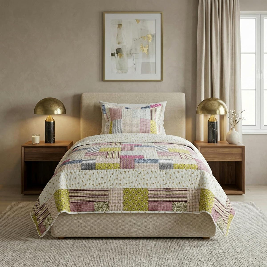 2-Piece Quilt Set - Savannah Classic Patchwork Twin Quilt &mdash; Lavish Home