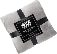 Velvet Throw - Oversized Microfiber Velvet Solid Polyester, Stone Gray view 2