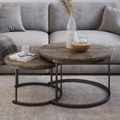 Round Coffee Table Set, (L) 29" x (W) 29" x (H) 18"