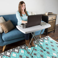 Small Adjustable Folding TV Tray Table, White, 21"H to 27"H view 8