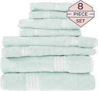 Rio 8 Piece 100% Cotton Towel Set - White & Silver view 39