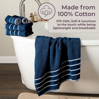 Bathroom Towels Set, Bathroom Accessories, Navy, 27.5"x53.5"x0.25" view 3