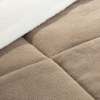 3 Piece Sherpa/Fleece Comforter Set - King - Taupe view 4