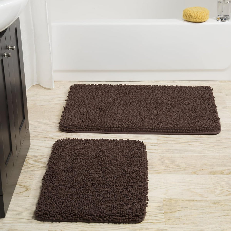 2 Piece Bathroom Rug Set, Chocolate &mdash; Lavish Home