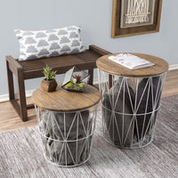End Tables - Square Nesting Tables Set of 2, Brown Woodgrain view 17