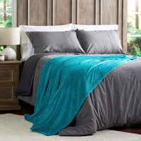 Velvet Throw - Oversized Microfiber Velvet Solid, Lagoon Green view 4