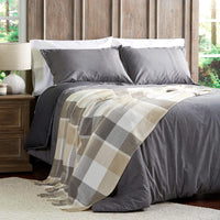 Soft Throw Blanket - Oversized, Vintage-Look, Gray and Tan view 4
